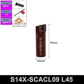 1Pcs S14X S16X SCACR SCBCR SCMCN SCACL SCBCL 06 09 L35 L45 L55 L65 L75 L85 L95 12mm 14mm 16mm CNC Turning Tools Toolholder Bar(S14X-SCACR09-L65) - Poueer