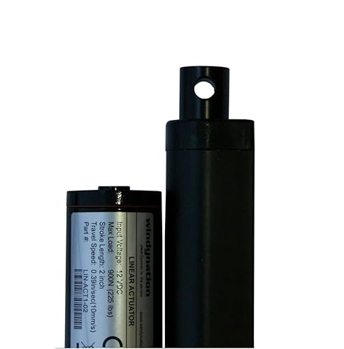 WindyNation 2 Inch 2inches Stroke Linear Actuator 12 Volt 12V 225 Pounds lbs Maximum Lift - Poueer