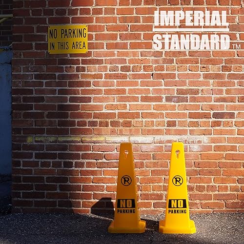 No Parking Cones - 28' Yellow Cones with No Parking Signs - Parking Cones - Safety Cones - Construction Cones - Street Cones (2 pack) - Poueer