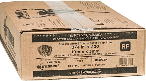 Grip Rite GRCR19GAL 3/4' by 15° Wire Collated Galvanized Coil Roofing Nail (7, 200per Box) - Poueer