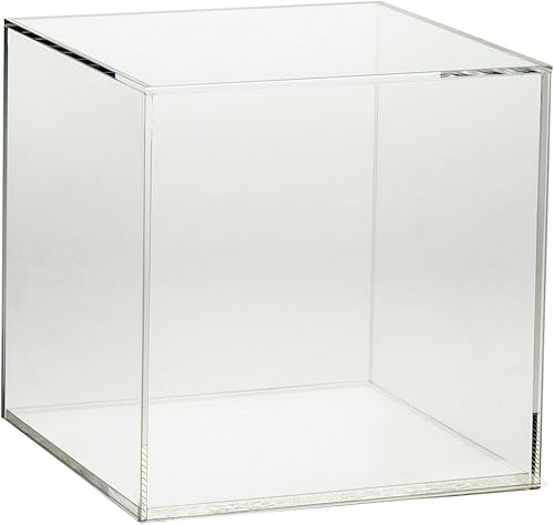 Source One Premium Clear Acrylic Display Case, Available with Additional Base (12 Inch Cube, No Base) - Poueer