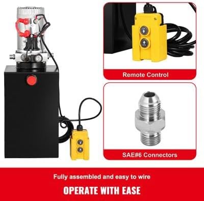 Happybuy Hydraulic Pump 15 Quart, Electric Single Acting for Dump Trailer, High-Pressure Pump - Poueer