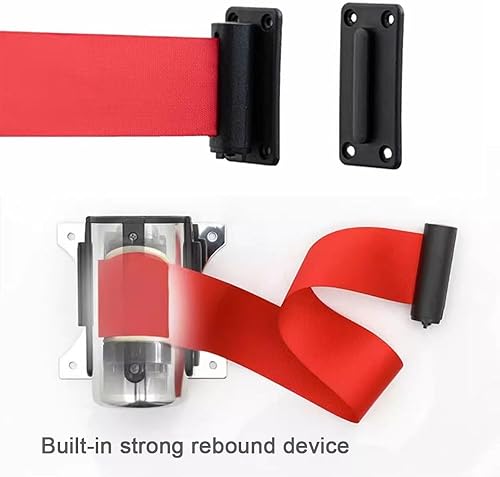 Magnetic Retractable Wall Barrier-2/3/5/10M Red Safety Belt in Sturdy Black Casing for Crowd Control Queue Barrier Line Divider(5M/16.4FT) - Poueer
