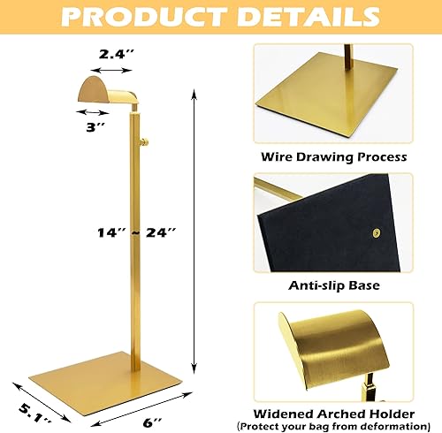 Royxen 3 Pack Handbag Rack Stainless Steel with Adjustable Height, Purse Display Stand, Black - Poueer