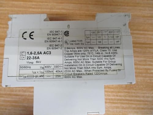 ABB MS325-25 Manual Motor Starter, 25 Rated Amps, 20.0-25.0 Amps Range - Poueer