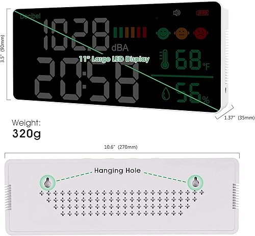 Precision Sound Level Meter, BTMETER Digital Decibel Tester for 30~130 dB Noise Volume Measurement with A/C Fast/Slow Weighting, Large Backlight Display BT-882A Decibel Reader - Poueer