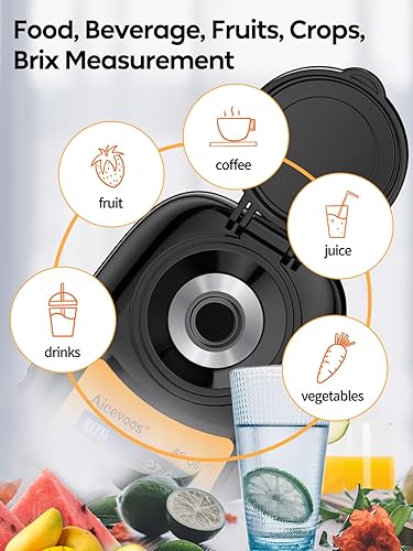 Digital Sugar Brix Refractometer brix Meter Automatic Temperature Compensation Range 0-35%,±0.2% Precision, Perfect for Fruits, Juices, Vegetables, Drinks and Coffee - Poueer