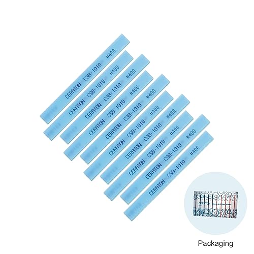 MIRACLE Ceraton Ceramic Fiber Stones – 10-Pack, 3.94' x 0.39' x 0.04' – for Air, Electric, Ultrasonic Tools & Hand Holders – Polishing, Deburring, EDM Removal (#400 Blue) - Poueer