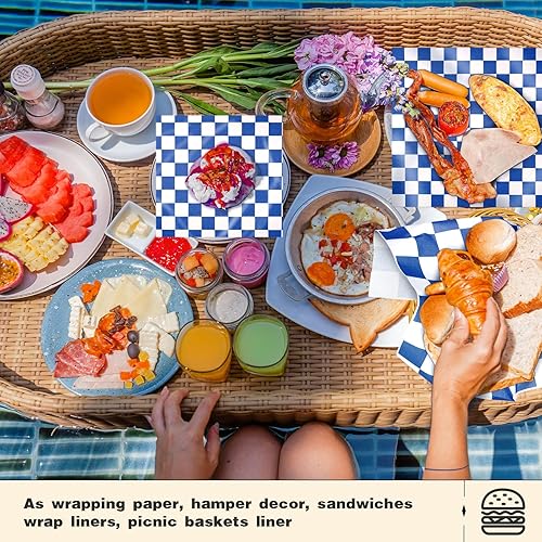 Colarr 1000 Pcs Waxed Paper Sheets Bulk 15 x 15 Inch Large Sandwich Wrapping Papers Checkered Deli Food Basket Liners for Burgers Bread Restaurant Barbecue Picnic(Red) - Poueer