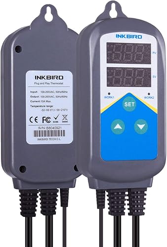 Inkbird ITC-306T Pre-Wired Electronic Heating Thermostat Temperature Controller and 24 Hours Digital Day & Night Cycle Timer Controller for Seed Germination Reptiles Hatching - Poueer