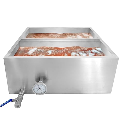 Maple Syrup Evaporator Pan, 48 x 24 x 9.4 Inch Maple Syrup Pan, 304 Stainless Steel Maple Syrup Evaporator, 47 Gallon Maple Syrup Boiling Pan with Valve and Thermometer for Home, Outdoor - Poueer