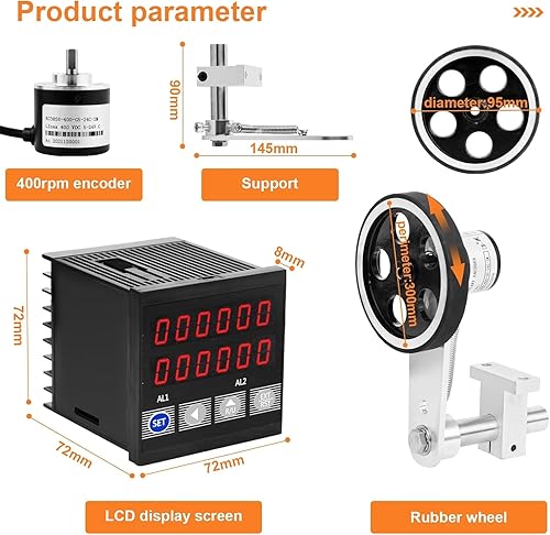 JIAWANSHUN Length Meter Counter Digital Length Counter Measured Unit in Feet Meter for Edge Banding Machine Input DC 12V - Poueer