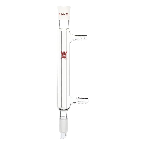 Liebig Condenser, Borosilicate Glass Liebig Condenser with 24/40 Joints, 400mm Jacket Length & 10mm Glass Hose Connection, Lab Glassware - Poueer