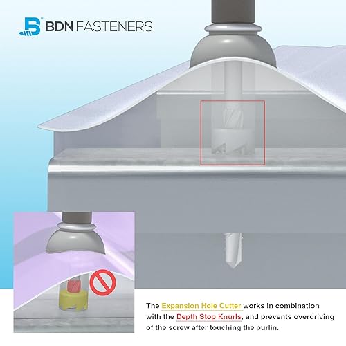 Polycarbonate Skylight Screws for Fixing to Wood - Hex Flange Head, Self-Tapping, #12×2'(12-11x50mm), 50pcs - Poueer