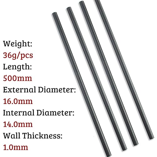 2pcs Carbon Fiber Tube 8x6x500MM 3K Roll Wrapped Twill Matte Finish - Poueer