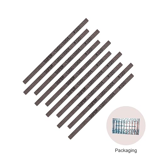 MIRACLE Super Ceraton Ceramic Fiber Stones Pack of 10-100L x 4W x 1T mm for Metals Wood Mold Grinding Removal Deburr Pneumatic Toos Ultrasonic Tools (#120 Dark Brown) - Poueer
