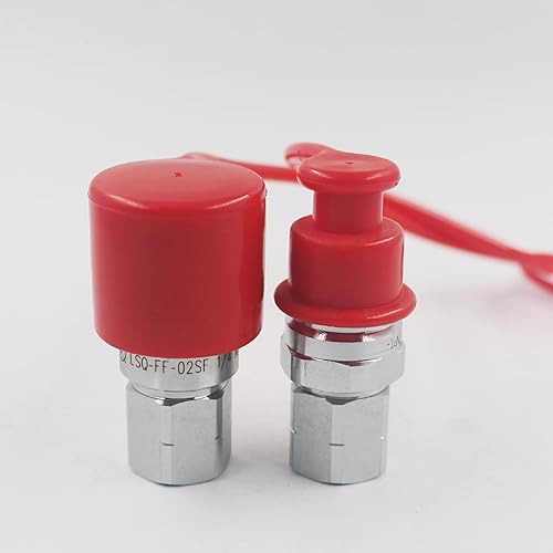 1/2'' NPT Flat Face Hydraulic Quick Connect Coupling Set Skid Steer Loader Quick Disconnect Coupler with Dust Caps ISO12.5 - Poueer