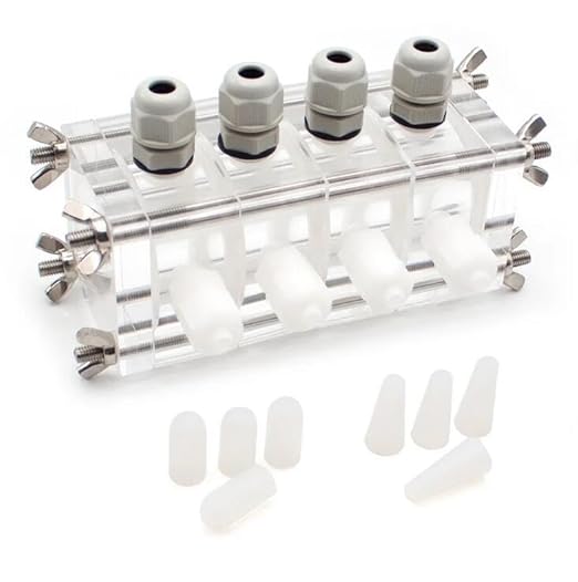 56ML Hydrogen Fuel Cell Reaction Chamber, Microbial Fuel Electrolyzer Quick Connect Reactor Clampable Proton Membrane MFC 4x14ML - Poueer