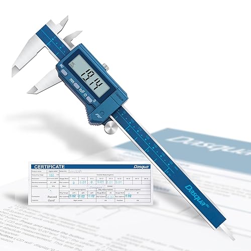 Dasqua 6 Inch/150mm Digital Caliper Electronic Industrial, Stainless Steel, with Large LCD Screen and Storage Case Auto Off Featured Measuring Tool, Resolution 0.0005'/0.01mm, Accuracy 0.001”/0.02mm - Poueer