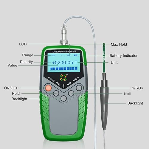 GOYOJO Handheld Digital Gauss Meter, High Precision Tesla Meter with Probe 0-2400mT, Surface Magnetic Field Meters Metal Probe Tool for Residual Magnetism and Nondestructive Testing - Poueer