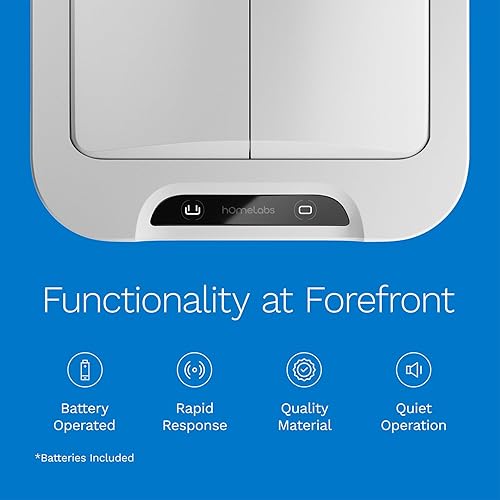hOmeLabs - 13 Gallon Kitchen Trash Can - Retractable Automatic Sensor Butterfly Lid, Space-Saving Design, Easy to Clean, Battery-Operated with Batteries Included - Stainless Steel - Poueer
