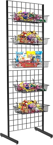 6' x 2' Grid Panel Tower with T Base and Footbeds, White Finish - Poueer