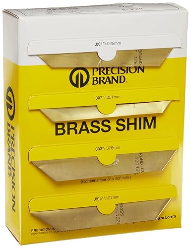 Small Parts-17560 260 Brass Sheet, Unpolished (Mill) Finish, Half Hard Temper, 0.001-0.015' Thickness, 6' Width, 50' Length (Pack of 4) - Poueer