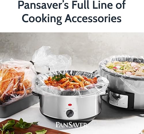 PanSaver Hotel Clear Round Pan Liners for Easy Clean Up - Disposable Buffet Pan Liners, Ovenable up to 400F (9 & 11 Quart Round Pan Liner - 18 x 20 IN) - Poueer