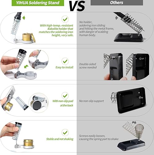 YIHUA 928D-III Soldering Iron,110W High Power, Fully Digital Display °F /°C- Temperature Control Soldering Tool, Accurate 194~896°F, with ON/OFF Switch, Iron Tip, Brass Wool, Automatic Sleep Mode - Poueer
