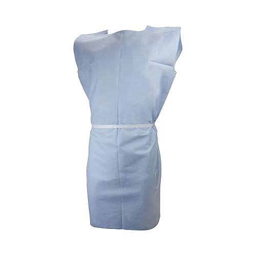 McKesson Pediatric Exam Gown, Disposable - Waist Belt, Short Sleeve, Kids Design, Unisex - Blue, 21 in x 36 in, 50 Count - Poueer