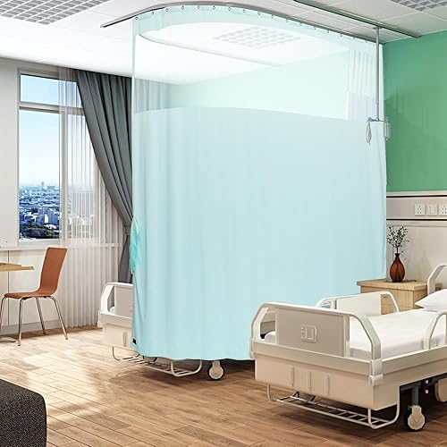 Medical Privacy Screen Office Showroom Curtains That Let Light In - Flame Retardant Hanging Room Divider Curtains - Meets for Fire Retardant Testing to NFPA-701-2019 (1 Panel, Lake Blue, 15x8ft) - Poueer
