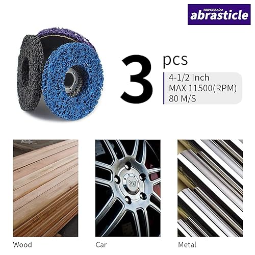10 Pcs 4-1/2 Inch Poly Strip Wheel Disc Rust Remover Wheel, 7/8' Angel Grinders Clean Tool, Strip Discs for Angle Grinder Remove Rust Paint Clean Welds Paint Grinding Wheel Blue - Poueer