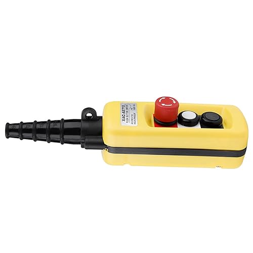EVTSCAN Latest Crane Hoist Control, XAC-A2713 Crane Chain Hoist Push Button Switch Lifting Pendant Controller with Emergency Stop - Poueer