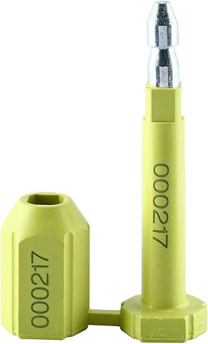 Amarine Made Bolt Seal (50 pcs) Shipping Seal with Print Progressive Numbering for Cargo Containers and Truck Trailers, Cargo Container Seals Yellow (50) - Poueer
