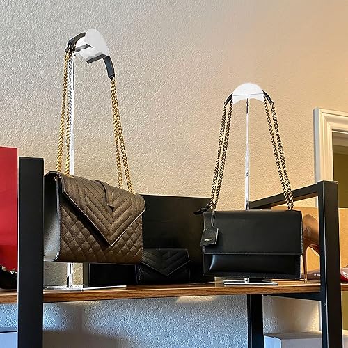 Royxen 3 Pack Handbag Rack Stainless Steel with Adjustable Height, Purse Display Stand, Black - Poueer