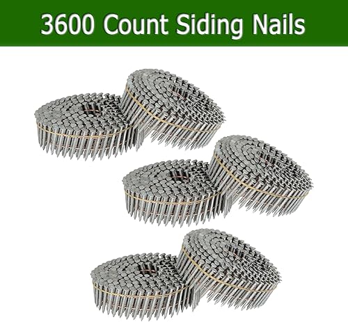 marddpair 1-3/4-Inch x .092-Inch Siding Nails 15-Degree Collated Wire Coil Full RoundHead Ring Shank Hot-Dipped Galvanized 3600 Count for Rough Nailing of Lathing and Sheathing Materials - Poueer