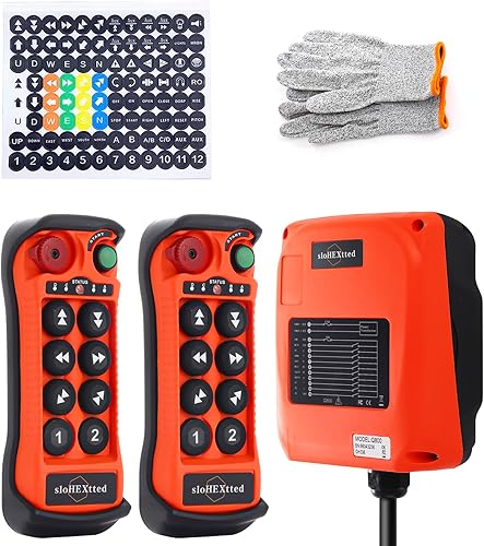 8 Button Hoist Crane Industrial Wireless Radio Remote Control 2 Transmitter and 1 Receiver for 12-24V DCOverhead Bridge Tower Crane Electric Chain Hoist Remote Control Q800 - Poueer