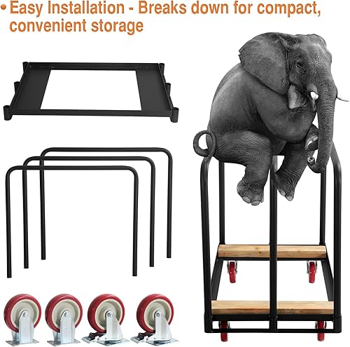 Panel Truck Cart with Handles, Steel Panel Dollies Cart with 4 Swivel Wheels, Drywall Sheet Carts Handling Wall Panel Rolling Dollies, 1500LBS Load Capacity Platform Truck Dollies - Poueer