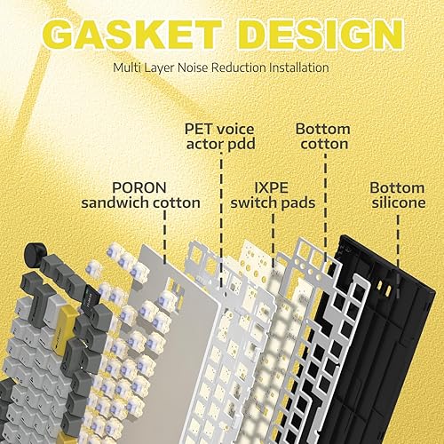 ATTACK SHARK X820ULTRA Wireless Gaming Mechanical Keyboard with TFT Smart Display&Knob,Side Printed PBT,Gasket Mounted 75% TKL Keyboard,BT5.0/2.4GHz/USB-C,RGB Backlit（White Contour,Shark Switch - Poueer