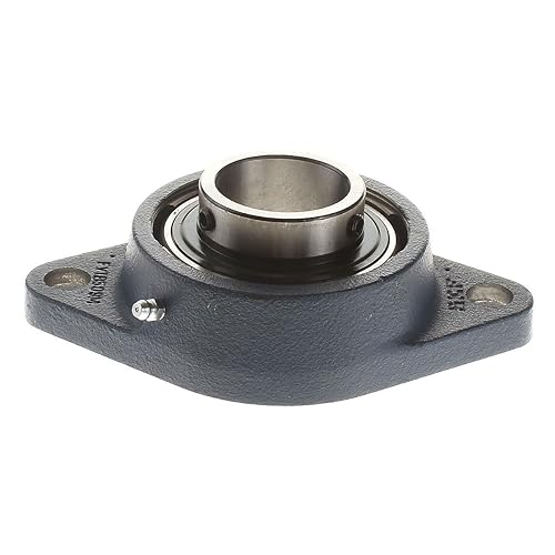 SKF FYTB 15 TF Ball Bearing Flange Unit, 2 Bolts, Setscrew Locking, Regreasable, Contact Seal, Cast Iron, Metric, 15mm Bore, 76.5mm Bolt Hole Spacing Width - Poueer