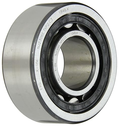 NJ2306E-TVP2-C3 Single Row Cylindrical Roller Bearing, Straight Bore, Removable Inner Ring, Flanged, High Capacity, Polyamide/Nylon Cage, C3 Clearance, 30mm ID, 72mm OD, 27mm Width - Poueer