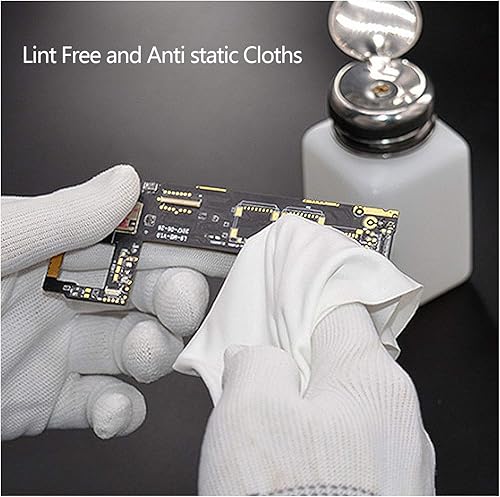 AAWipes Printer Cleaning Set - Cleanroom Cloth Wipes 6'x6' (Bag of 150 Pcs) & Double Knit 100% Polyester Wipers & Foam Cleaning Swab Sticks (200 pcs Large Rectangular Foam Tips, 5.25', Orange) - Poueer