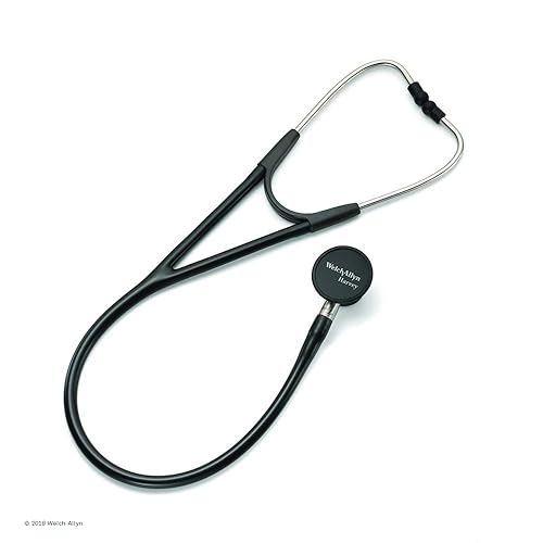 Welch Allyn 5079-125 Harvey Elite Adult Cardiology Stethoscope, Black, Double-Head Chestpiece, Dual Lumen Tubing, 28' - Poueer