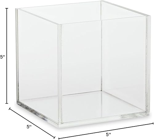 Source One Premium Clear Acrylic Display Case, Available with Additional Base (12 Inch Cube, No Base) - Poueer