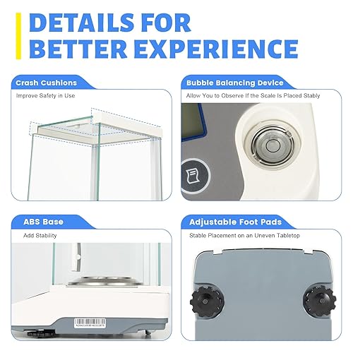 Lab Analytical Balance 120 x 0.0001g, Electronic Analytical Balance Lab Digital Precision Scale 0.001g Accuracy Precision Precision Balance Digital Scale Jewelry Scale - Poueer