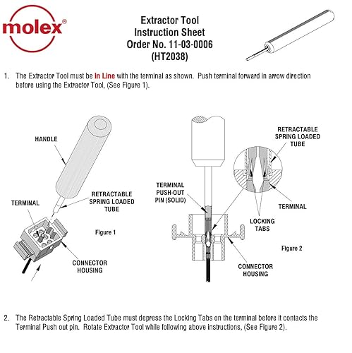 Molex .062 & (.093”) Extractor Tool, pin & Socket, Male, Female Terminals Remove - Poueer