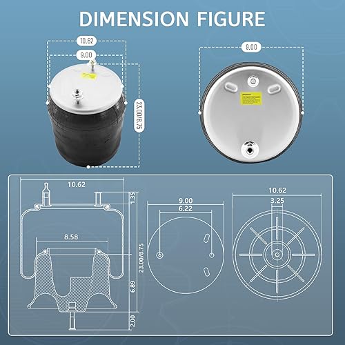 1 Pcs Air Spring Bag Fits for Freightliner Trucks Replacement for W01-358-9780, 8537, Fits for 16-13810-000, 1613810000, and fits for 1R12-189, 1R12-303 - Poueer
