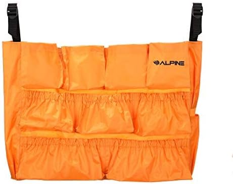 Alpine Trash Can Caddy Bag - 12 Pockets Commercial Cleaning Caddy Bag for Brute & all Industrial Trash Cans & Garbage Bins - Heavy Duty Washing Machine Friendly Yellow Trash Can Caddy Bag with Straps - Poueer