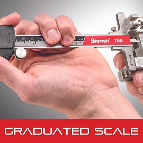 Starrett Stainless Steel Electronic Slide Caliper - 0-12' Range, .0005' Resolution, LCD Display, Fine Adjustment Thumb Wheel, in/mm Conversion - EC799A-12/300 - Poueer