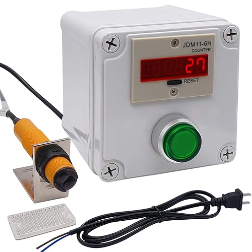 TWTADE/Infrared Wireless Visitor Counter Box 110-220VAC LED Auto Display Digital Counter 0-999999 6 Digits Count Mall People Flow Distance 2m NPN Photoelectric Switch Sensor + Reflector - Poueer